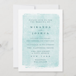 Aqua Turquoise Grunge Distressed Casual Invitation