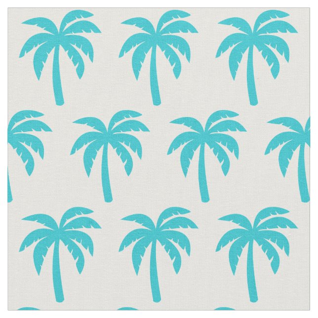Aqua Turquoise Palm Tree Fabric (Close Up)