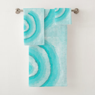 Aqua Turquoise Spirals  Bath Towel Set