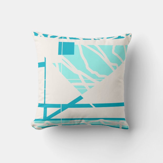 Aqua Turquoise Triangle Classic Mediterranean Look Cushion (Front)