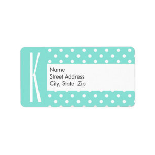 Aqua Turquoise & White Polka Dots Label