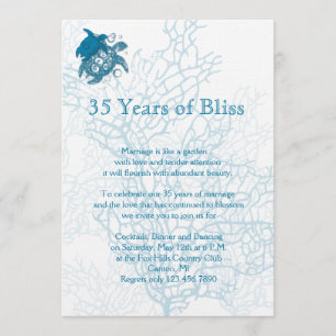 Aqua Turtle Love Anniversary Invitation
