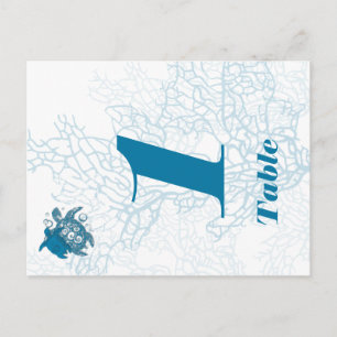 Aqua Turtle Love Wedding Table Number Postcard