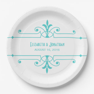 Aqua v2 Fancy Ornamental Paper Plates