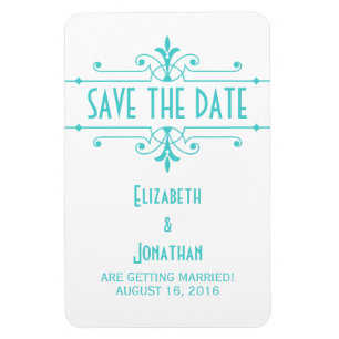 Aqua v2 Fancy Ornamental Save the Date Magnet