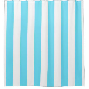 Aqua Vertical Stripes Shower Curtain