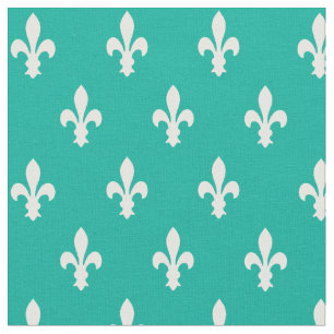 Aqua Victorian Fleur de Lys Fabric