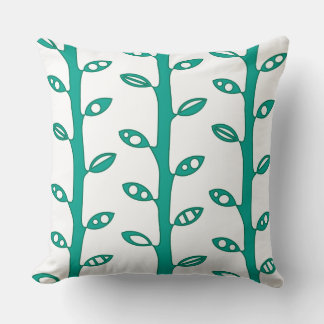 Aqua VINES Retro DESIGN Throw Pillow