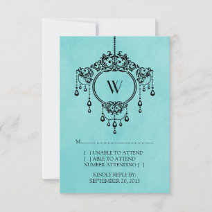 Aqua Vintage Chandelier Response Card