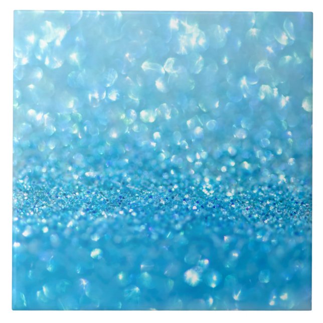Aqua Water Baby Blue Glitter Ceramic Tile (Front)