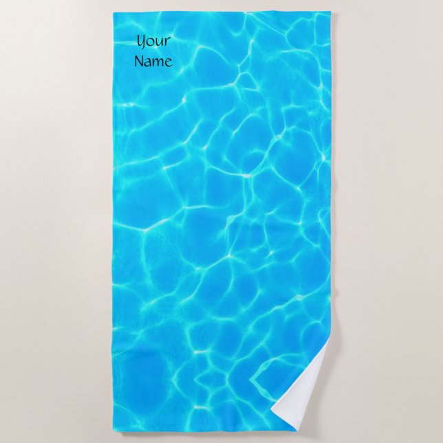 Aqua Water Pattern With Reflection Waves Beach Towel (Front)