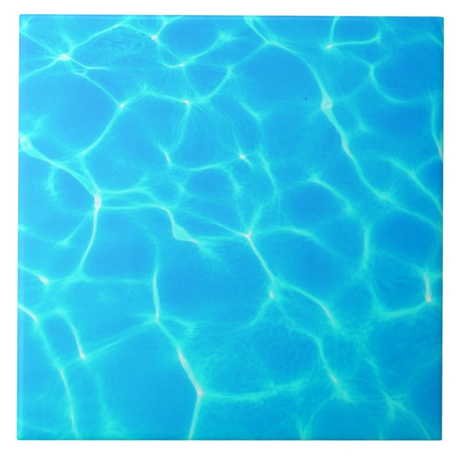 Aqua Water Pattern With Reflection Waves Ceramic Tile (Front)