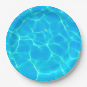 Aqua Water Pattern With Reflection Waves Paper Plate