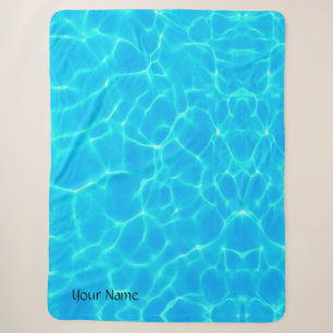Aqua Water Pattern With Reflection Waves Sherpa Blanket