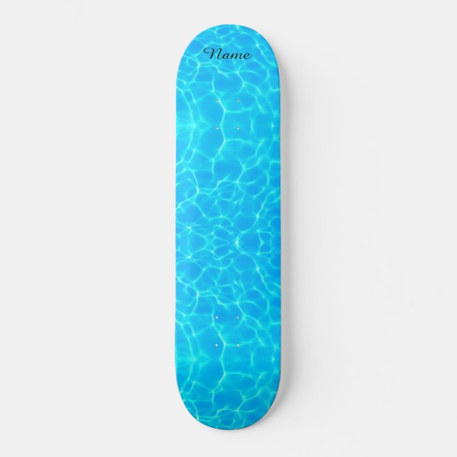 Aqua Water Pattern With Reflection Waves Skateboard (Front)