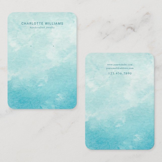 Aqua Watercolor Custom Jewellery Display Card (Front/Back)