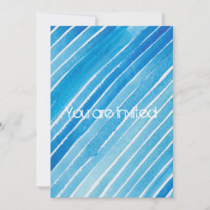 Aqua Watercolor Stripes Baby Shower Invitation