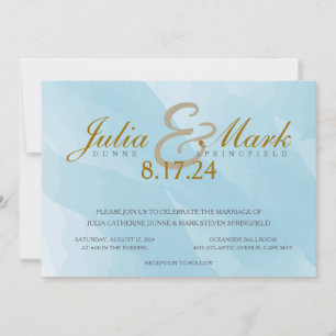 Aqua Watercolor Wedding Invitation
