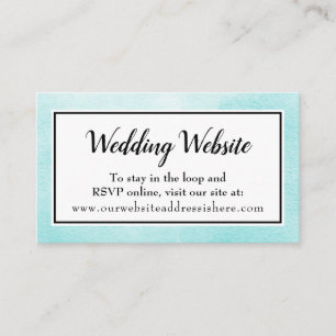 Aqua Watercolor Wedding Website Enclosure Cards