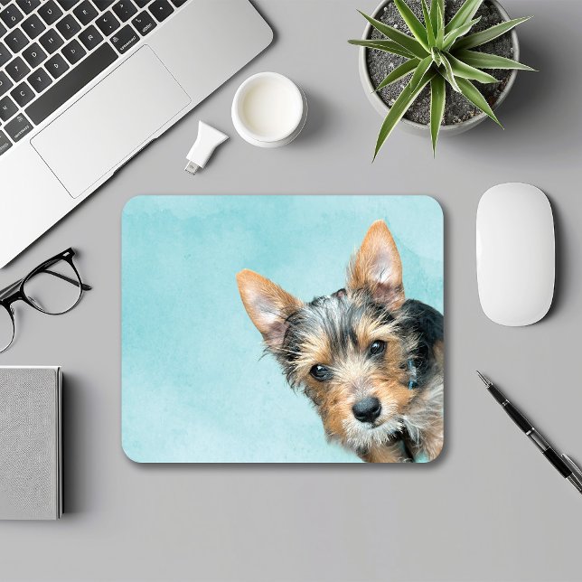 Aqua Watercolor with Pet Photo Mouse Pad (Creator Uploaded)