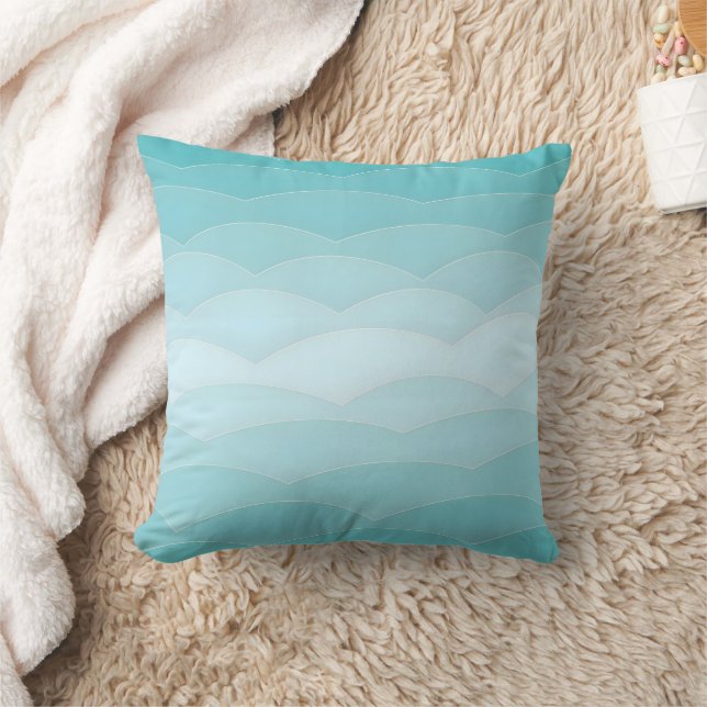 Aqua Wave Gradient | Modern Ocean Pattern Cushion (Blanket)