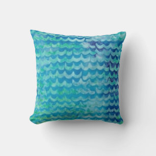 Aqua Waves Throw Pillow