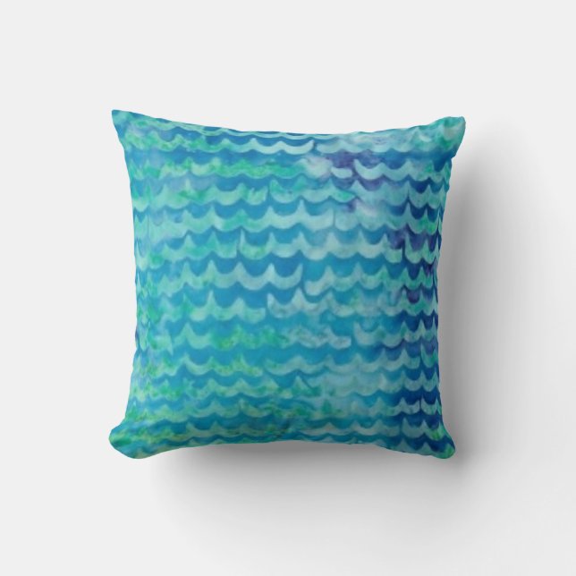 Aqua Waves Throw Pillow (Front)