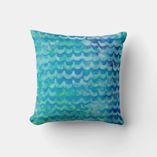 Aqua Waves Throw Pillow