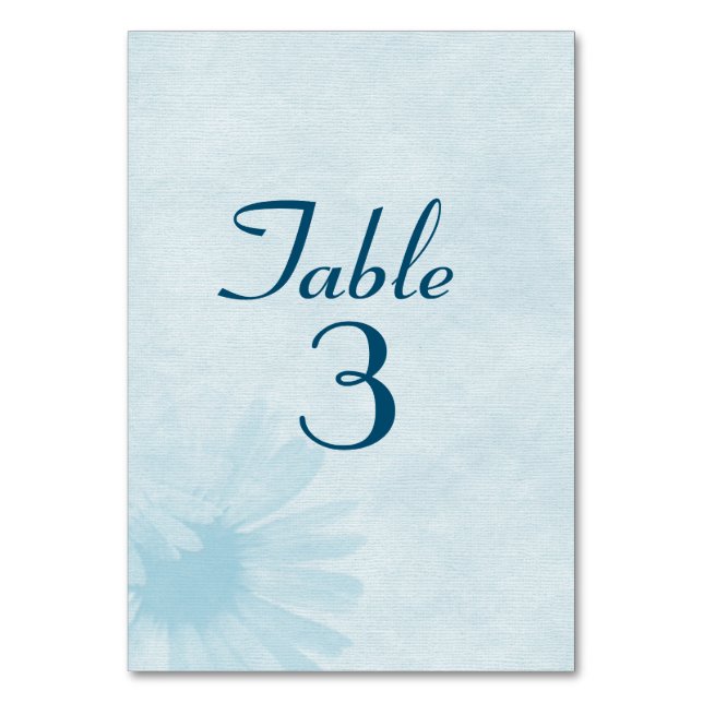 Aqua Wedding Daisy Table Number (Front)