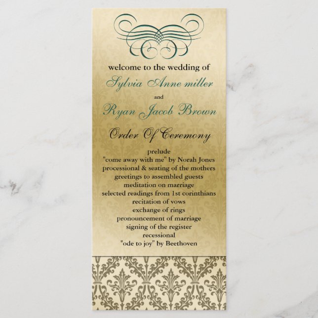 aqua Wedding program (Front)