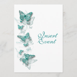 aqua white birthday engagement wedding invitation