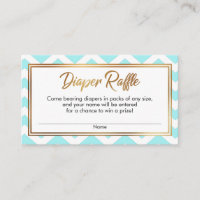 Aqua & White Chevron Diaper Raffle Cards