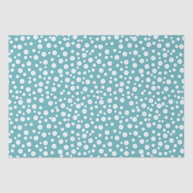 Aqua White Confetti Dots Tissue Paper (Front)