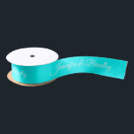Aqua White Elegant Wedding Personalised Name Satin Ribbon<br><div class="desc">Aqua White Elegant Wedding Personalised Name Custom Satin Ribbon features your personalised names in elegant white calligraphy script on a aqua background. Personalised by editing the text in the text boxes. Designed by ©Evco Studio www.zazzle.com/store/evcostudio</div>