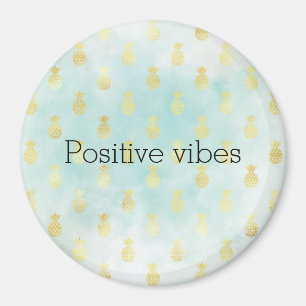 Aqua White Gold Tropical Glam Pineapples Magnet