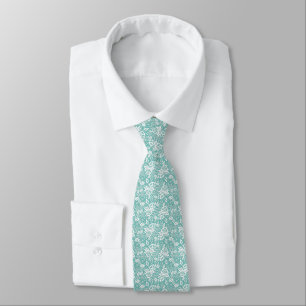 AQUA WHITE LACE INSPIRED PATTERN TIE