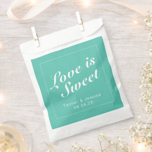 Aqua & White Modern Minimalist Wedding  Favour Bag