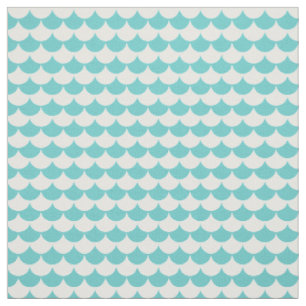 Aqua White Pattern Scales Fabric