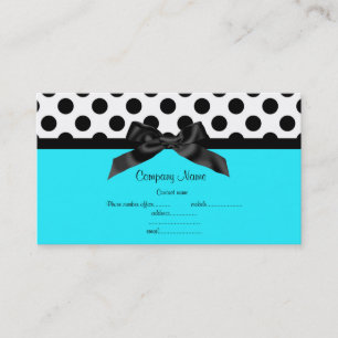 AQUA WHITE POLKA DOT BUSINESS CARD