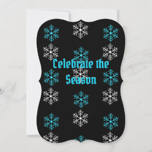 Aqua/White Snowflake Flat Holiday Card
