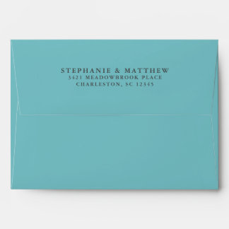 Aqua White Wedding Elegant Modern Return Address Envelope