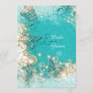 Aqua white wedding engagement anniversary invitation