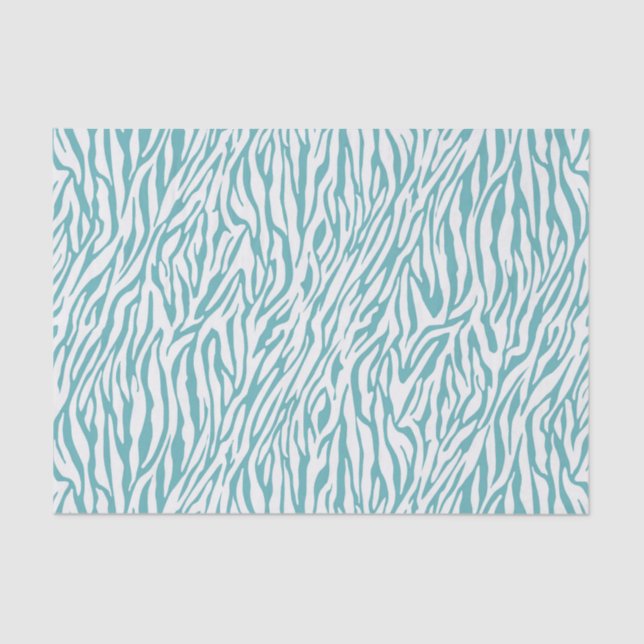 Aqua White Zebra Print Tissue Paper (Front)
