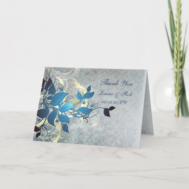 aqua winter wedding Thank You (Front)