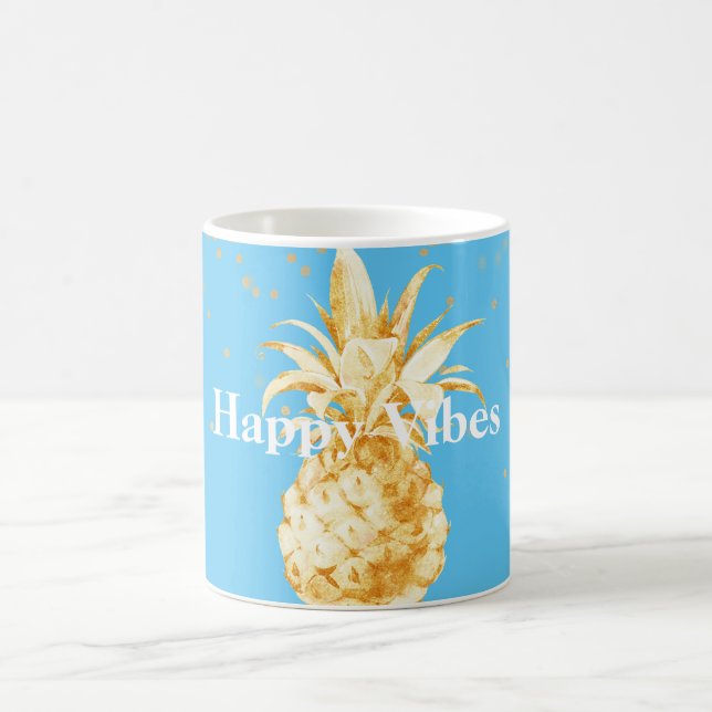 Aqua Yellow Gold Pineapple Coffee Mug (Center)