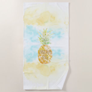 Aqua Yellow Pineapple Gold Dream        Beach Towel