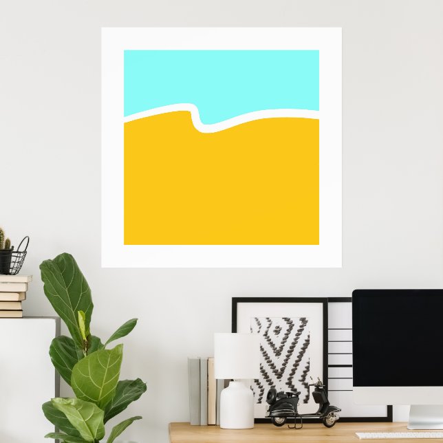 Aqua Yellow Wave Colour Block Poster (Home Office)