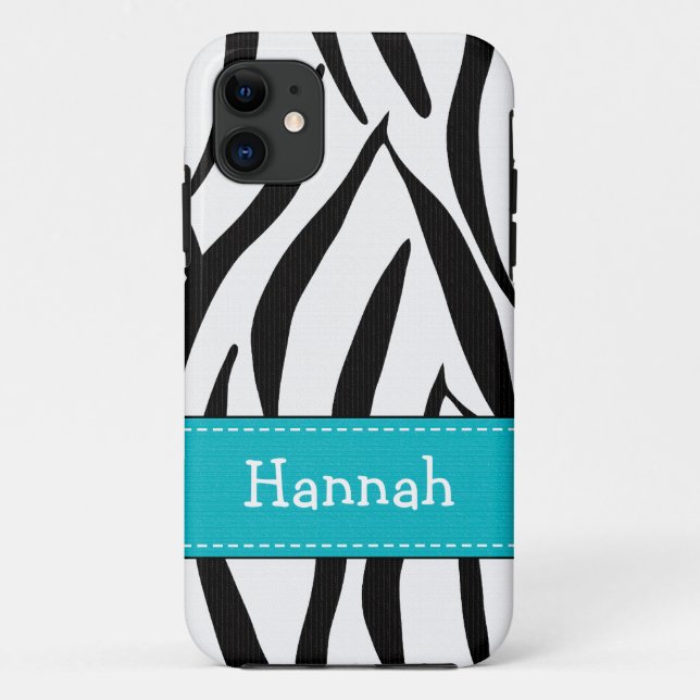 Aqua Zebra Print Case-Mate iPhone Case (Back)