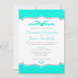Aqua Zigzag Wedding Invitations
