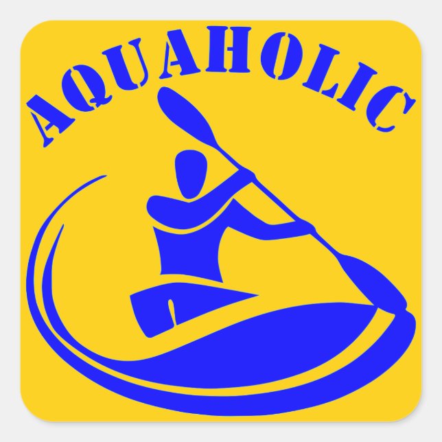 Aquaholic Kayak Guy Square Sticker (Front)